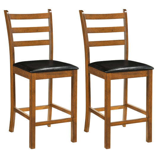 Rubber Wood Ladder Back Bar Stools, 24 Inch, Set of 2, Walnut Bar Stools Walnut at Gallery Canada