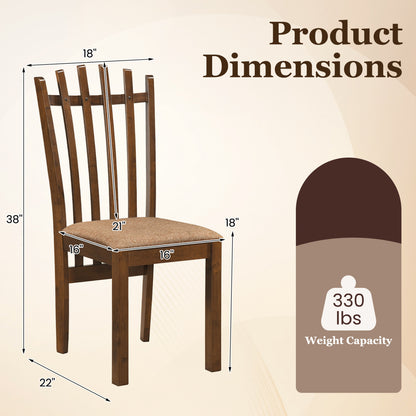 Rubber Wood Slat Back Dining Chairs Set of 4, Brown Dining Chairs at Gallery Canada