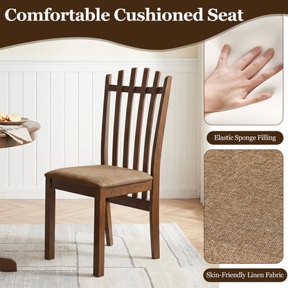 Rubber Wood Slat Back Dining Chairs Set of 4, Brown Dining Chairs at Gallery Canada