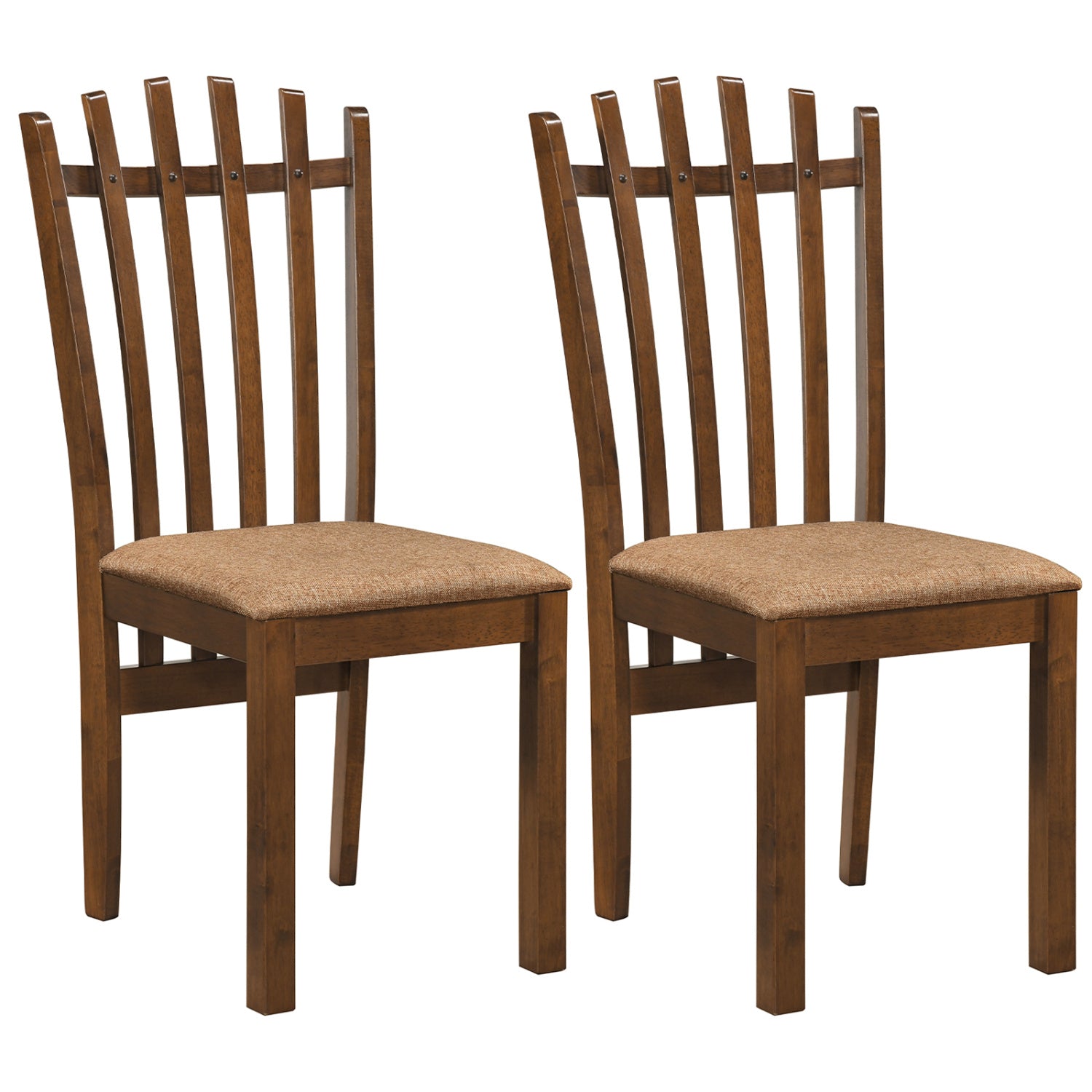 Rubber Wood Slat Back Kitchen Chairs, Set of 2, Brown Dining Chairs Brown at Gallery Canada