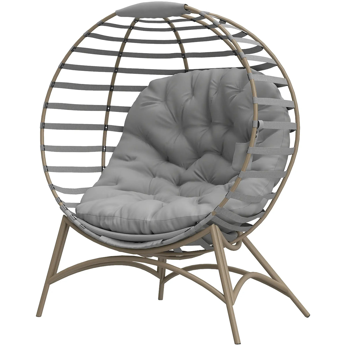 Egg Patio Lounge Chair, Foldable, with Cushion & Pocket, Light Grey, Light Grey Patio Chairs Light Grey at Gallery Canada