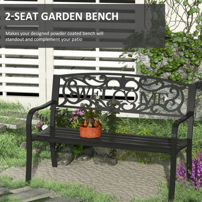 50" 2-Seater Garden Bench Patio Chair, Outdoor Furniture, Black Outdoor Benches at Gallery Canada