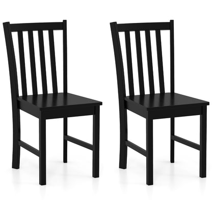 Rustic Wooden Dining Chairs, Set of 2, Slat Tilt Backrest, Black Dining Chairs Black at Gallery Canada