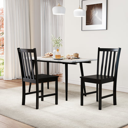 Rustic Wooden Dining Chairs, Set of 2, Slat Tilt Backrest, Black Dining Chairs at Gallery Canada
