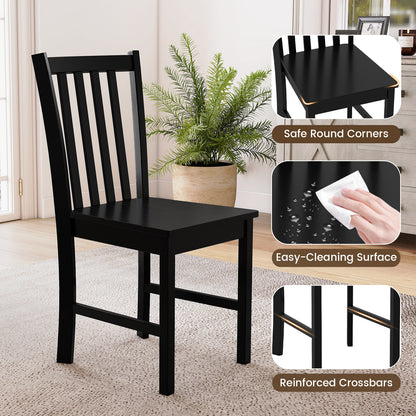 Rustic Wooden Dining Chairs, Set of 2, Slat Tilt Backrest, Black Dining Chairs at Gallery Canada