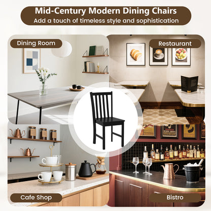 Rustic Wooden Dining Chairs, Set of 2, Slat Tilt Backrest, Black Dining Chairs at Gallery Canada