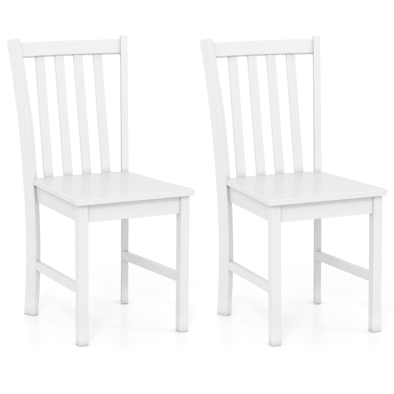 Wooden Dining Chairs Set of 2, Slat Tilt Backrest, White Dining Chairs White at Gallery Canada