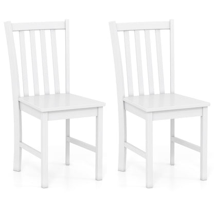 Wooden Dining Chairs Set of 2, Slat Tilt Backrest, White Dining Chairs White at Gallery Canada