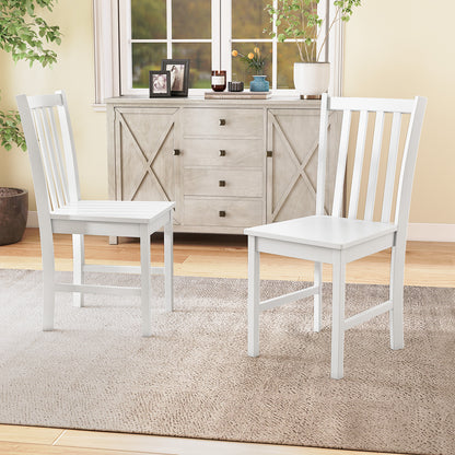 Wooden Dining Chairs Set of 2, Slat Tilt Backrest, White Dining Chairs at Gallery Canada