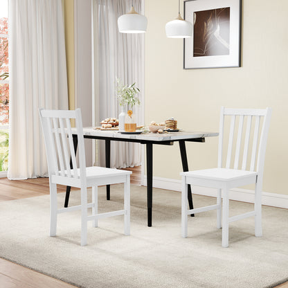 Wooden Dining Chairs Set of 2, Slat Tilt Backrest, White Dining Chairs at Gallery Canada