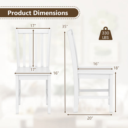Wooden Dining Chairs Set of 2, Slat Tilt Backrest, White Dining Chairs at Gallery Canada