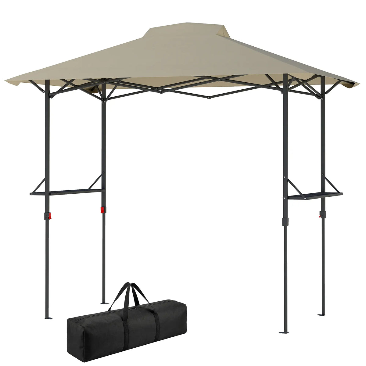 5 x 8.5 ft Pop Up Grill Gazebo, 2 Shelves, UPF 50+ Canopy, Khaki Pop Up Canopies Khaki at Gallery Canada