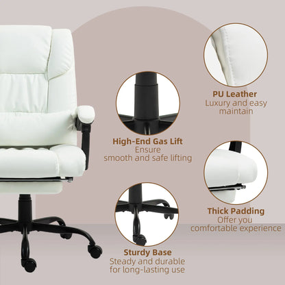 6-Point Vibration Massage Chair, Adjustable Height, Reclining, White Massage Chairs at Gallery Canada