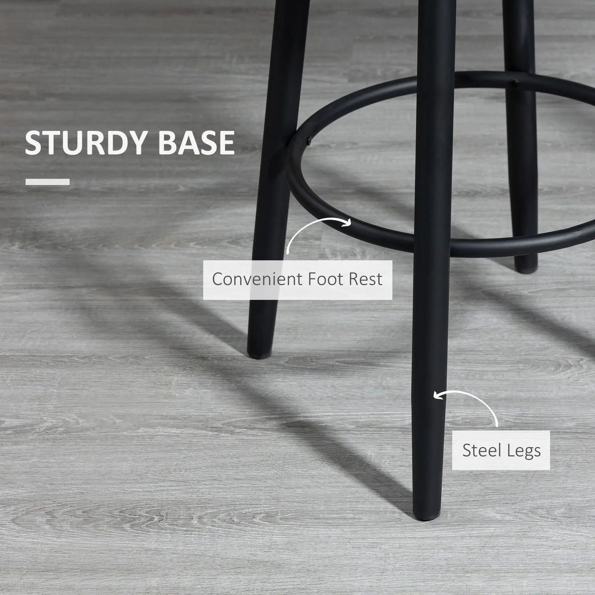 Extra Tall Bar Stools Set of 2, 360° Swivel, Steel Legs Footrest, Light Grey Bar Stools at Gallery Canada