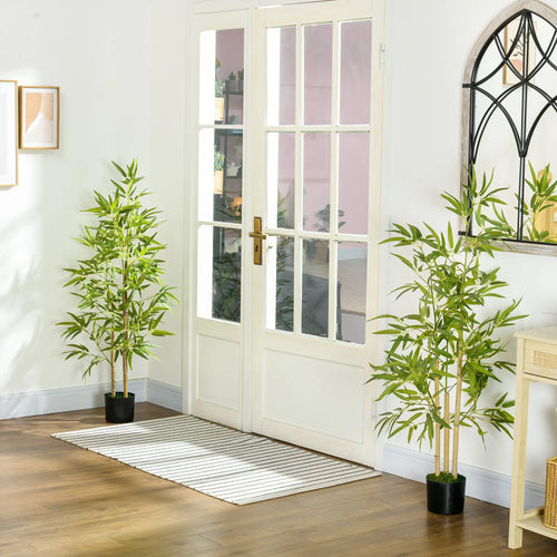 Set of 2 4ft Artificial Bamboo Tree, Indoor with Pot, Home Office Decor