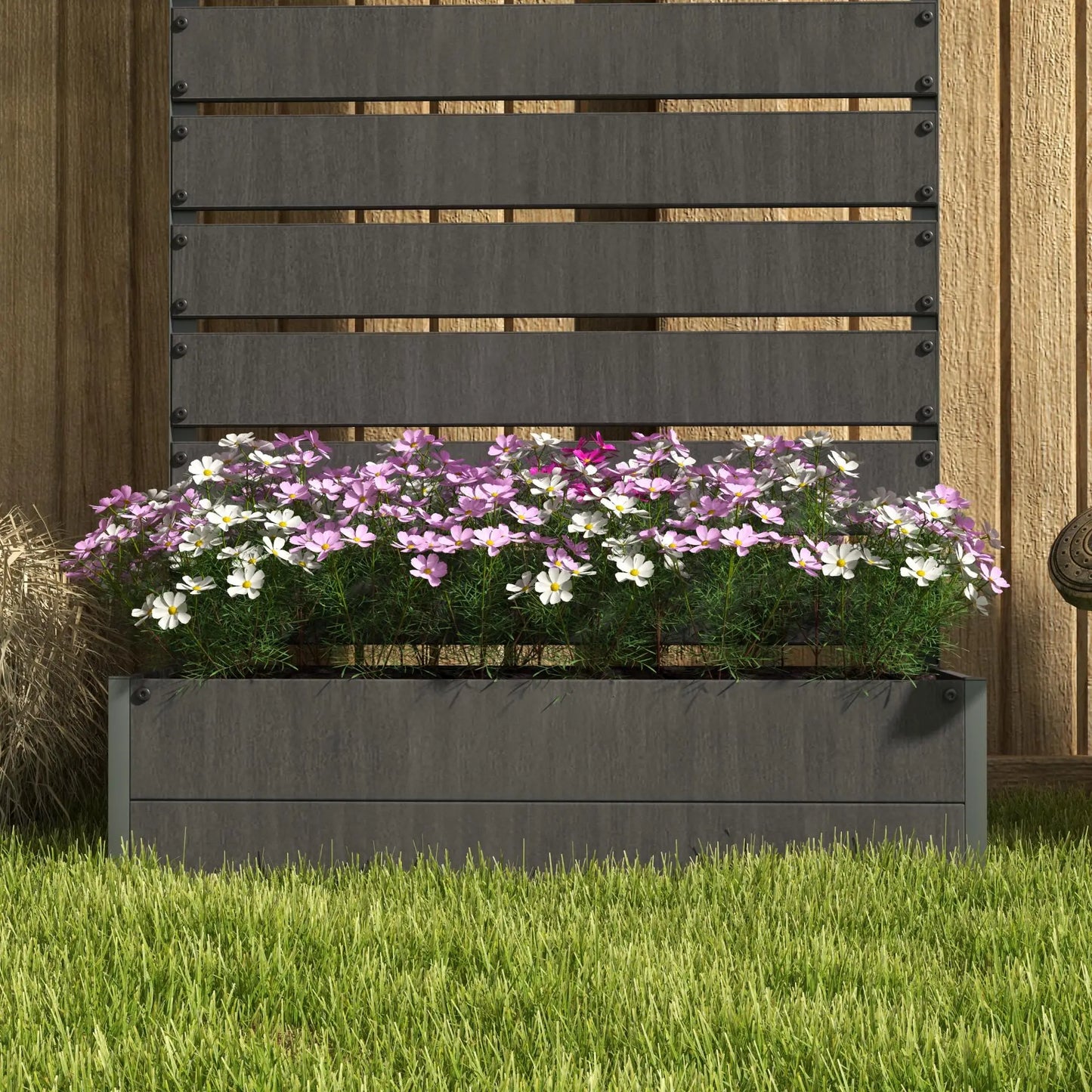 Trellis Planter, Raised Garden Bed, Dark Grey Wooden Planter Boxes at Gallery Canada