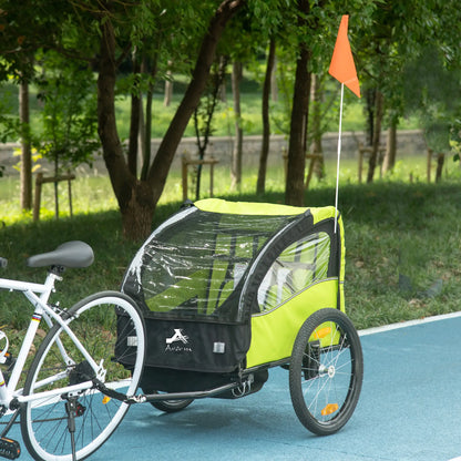 2 Seat Bike Trailer, Kids Stroller, 20" Wheels, Green Kids Bike Trailers at Gallery Canada