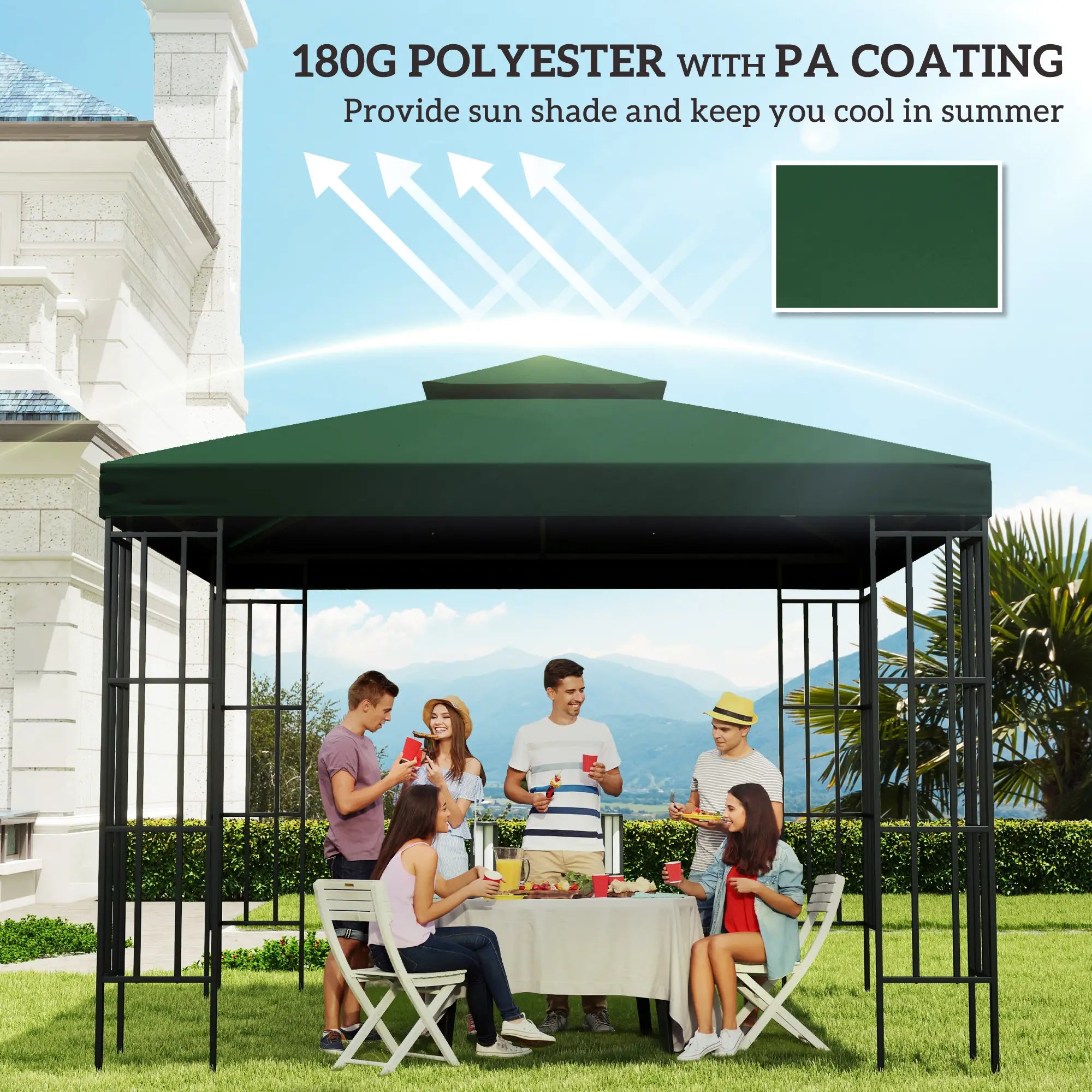 10'X10' Canopy Replacement 2-Tier Top Cover, Green Gazebo Canopy Replacement at Gallery Canada