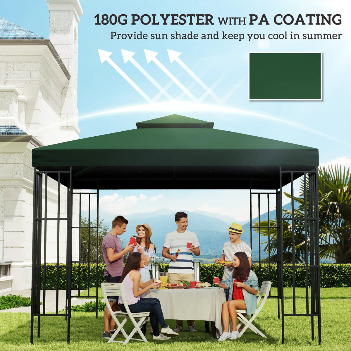 10'X10' Canopy Replacement 2-Tier Top Cover, Green Gazebo Canopy Replacement at Gallery Canada