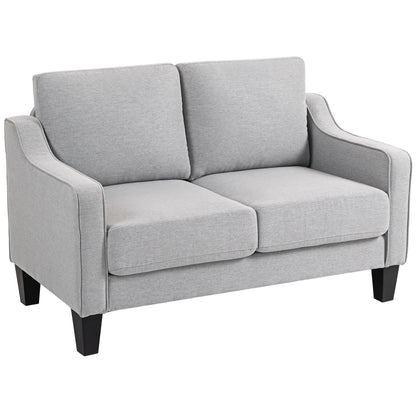 Modern Loveseat Sofa, Pocket Spring, Linen Upholstered, Light Grey 2-Seater Sofas Light Grey at Gallery Canada