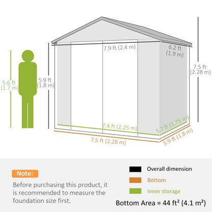 Small Garden Shed, Latch Door, Vents, Sloped Roof, 8x6, Light Grey Sheds at Gallery Canada