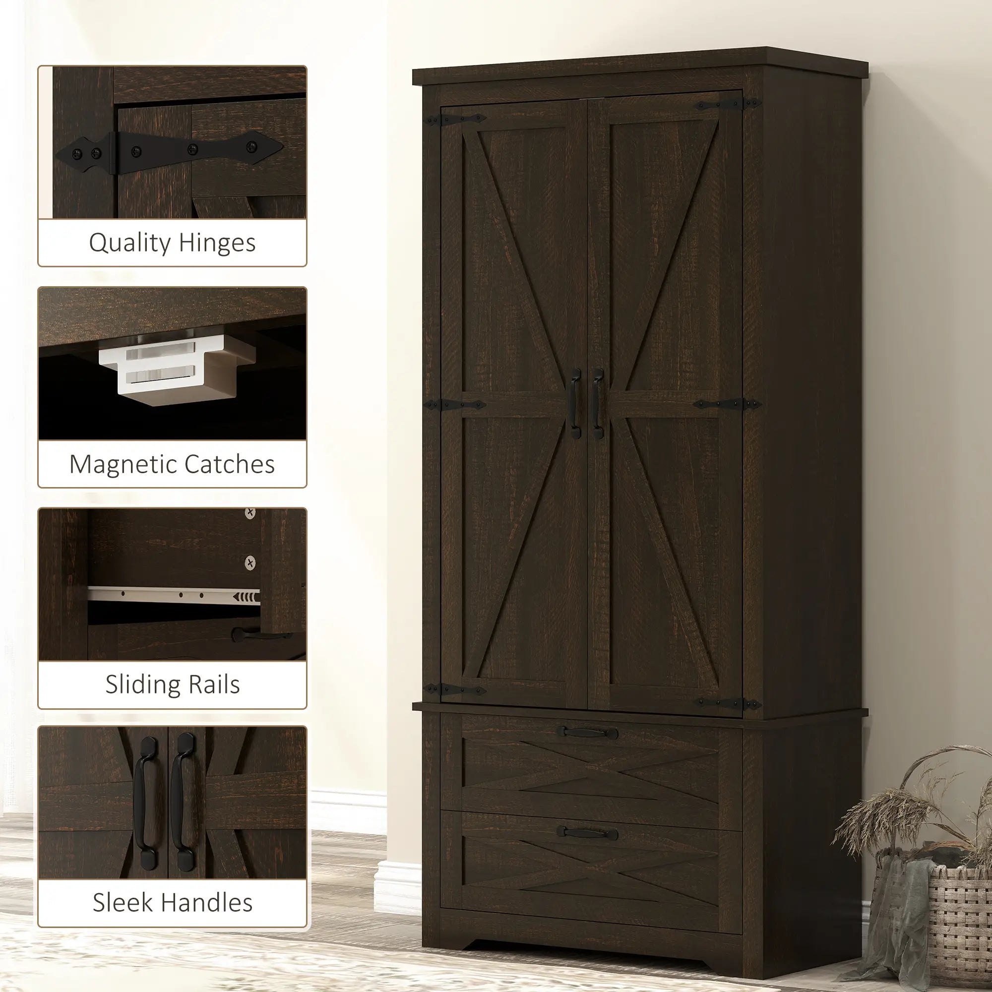 Farmhouse Kitchen Pantry Cabinet, 64