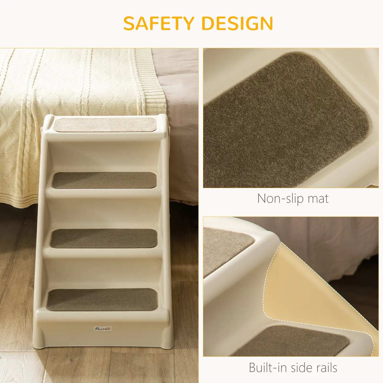 4-Level Portable Dog Stairs, Foldable Steps for Small Dogs, Lightweight, Nonslip Mats, Beige Cat Stairs at Gallery Canada