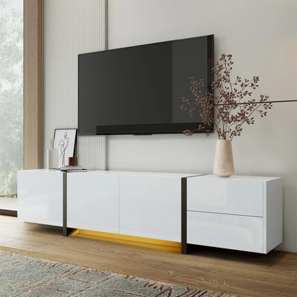 TV Cabinet, High Gloss Finish, Ample Storage, 67" L x 11.5" W x 11.5" H, White TV Stands at Gallery Canada