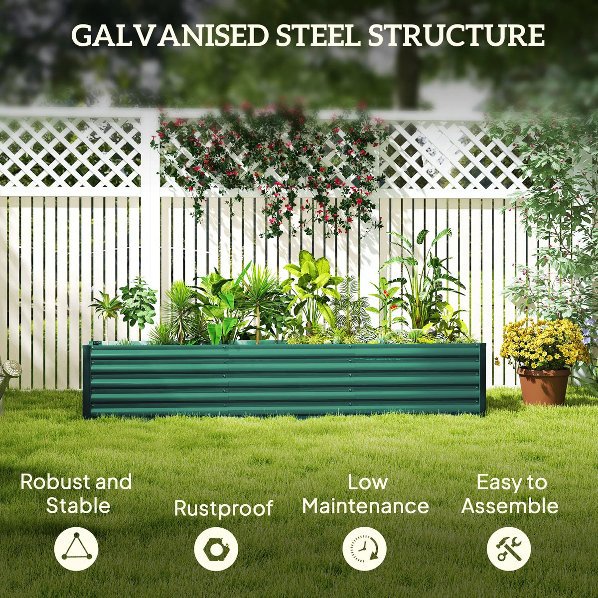 8 x 1.3 x 1.5ft Galvanized Raised Garden Bed, Green Galvanized Planter Boxes at Gallery Canada