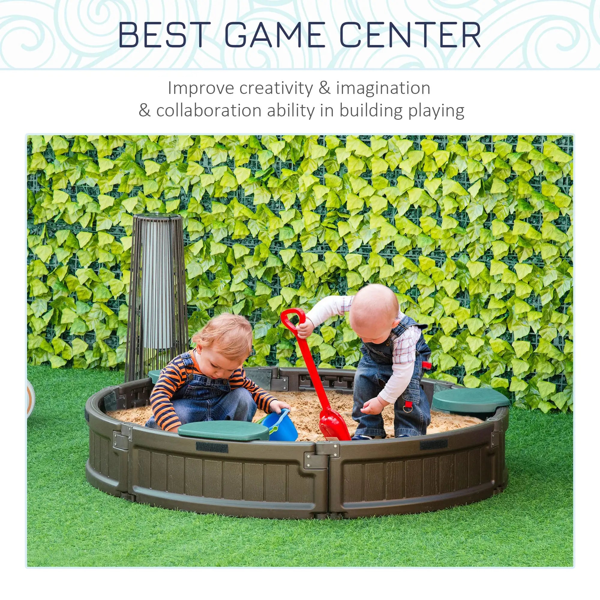 Kids Outdoor Sandbox with Cover, Waterproof Canopy, Fabric Liner, Brown Sandboxes & Accessories at Gallery Canada