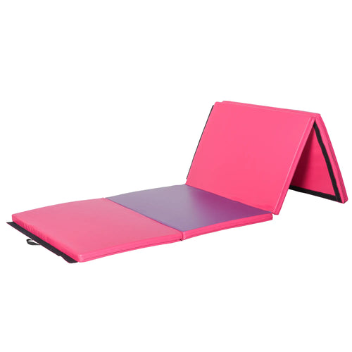 4'x10'x2'' Folding Tumbling Mat, Exercise Mat for Yoga, MMA, Pink and Purple