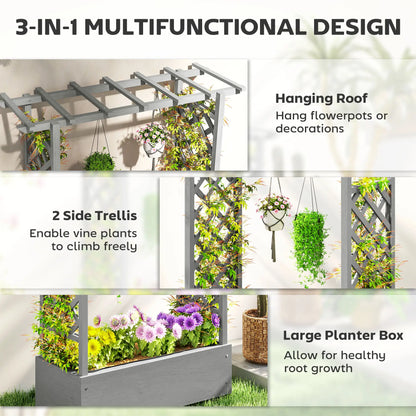 Wooden Raised Garden Bed with Trellis, Outdoor Planter Box, Drainage Holes Raised Garden Beds at Gallery Canada