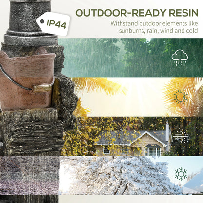 Rustic Waterfall Fountain, 3-Tier Cascading Outdoor, Adjustable Flow Water Fountains at Gallery Canada