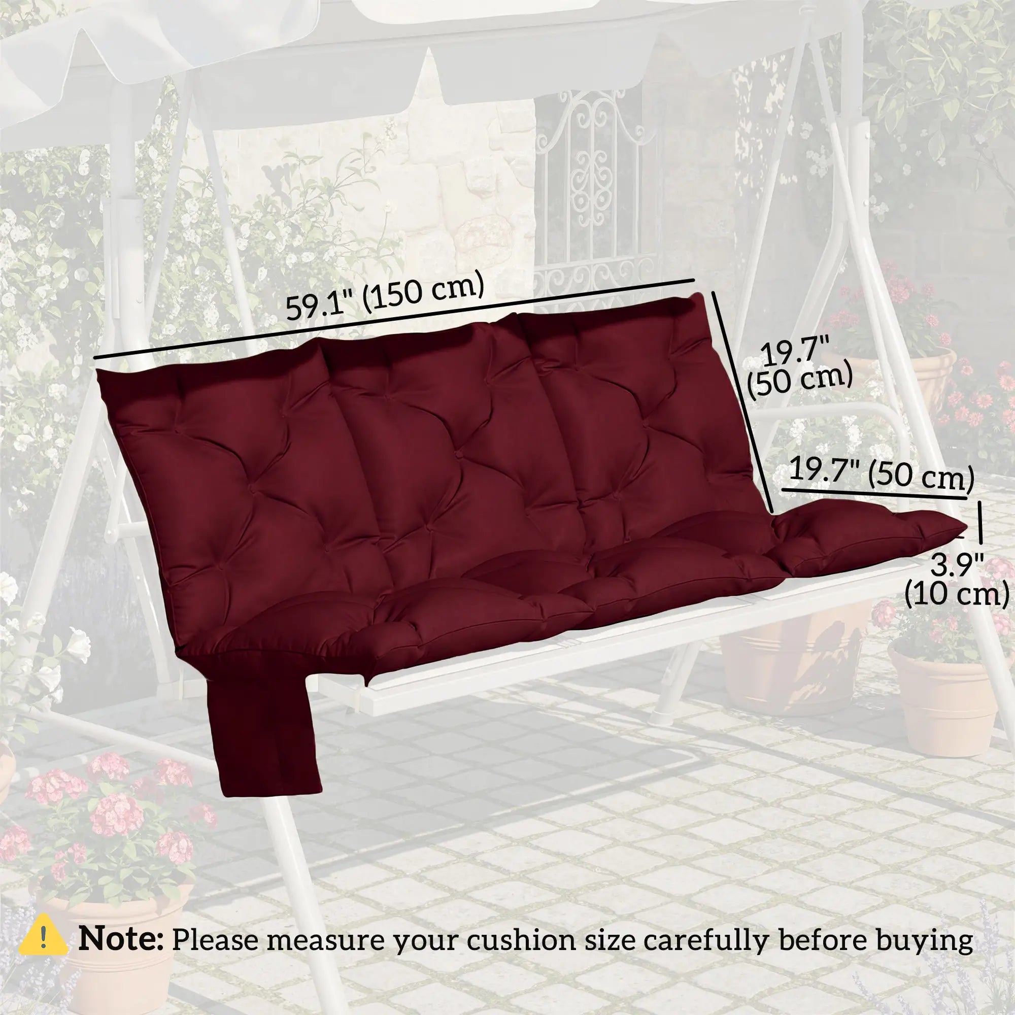Water-Repellent Bench Cushion, 59.1