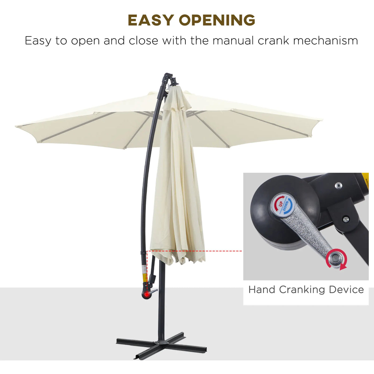 Deluxe Cantilever Umbrella, 10' Outdoor Market Parasol, Beige Cantilever Umbrellas at Gallery Canada
