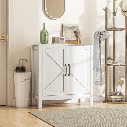 Sideboard Buffet, Kitchen Cabinet with Barn Door, Adjustable Shelves, White Wood Grain, White Bar Cabinets at Gallery Canada
