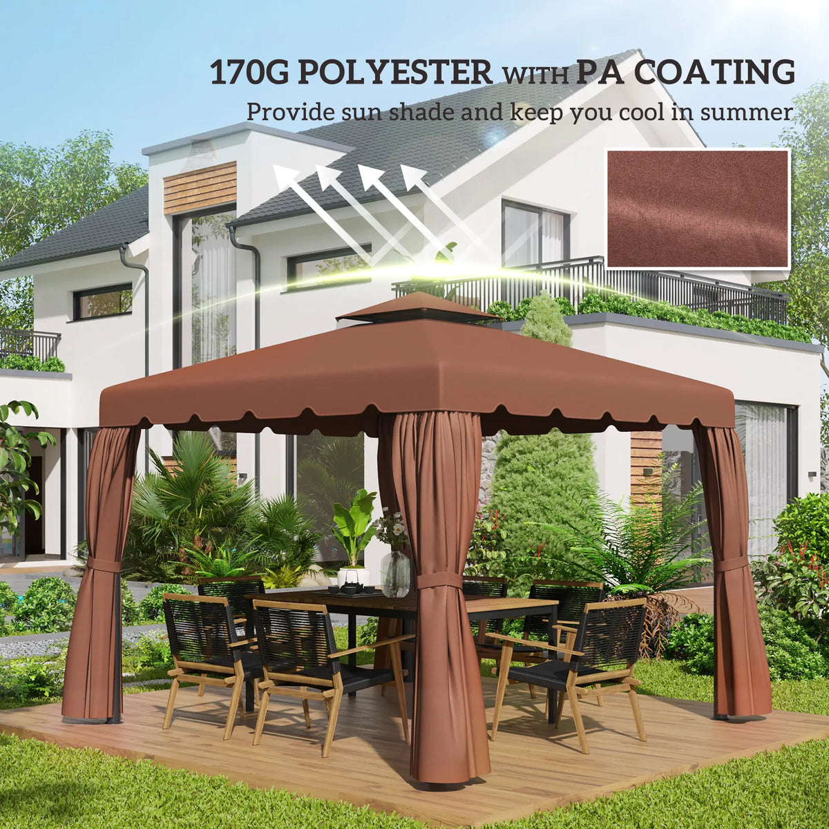10' X 10' Gazebo Canopy Replacement, Double Vented Roof, Coffee Gazebo Canopy Replacement at Gallery Canada