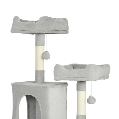 Cat Tree, 70 Inch Multi-Level Tower with Condos, Beds, Hammock, Light Grey Cat Towers at Gallery Canada