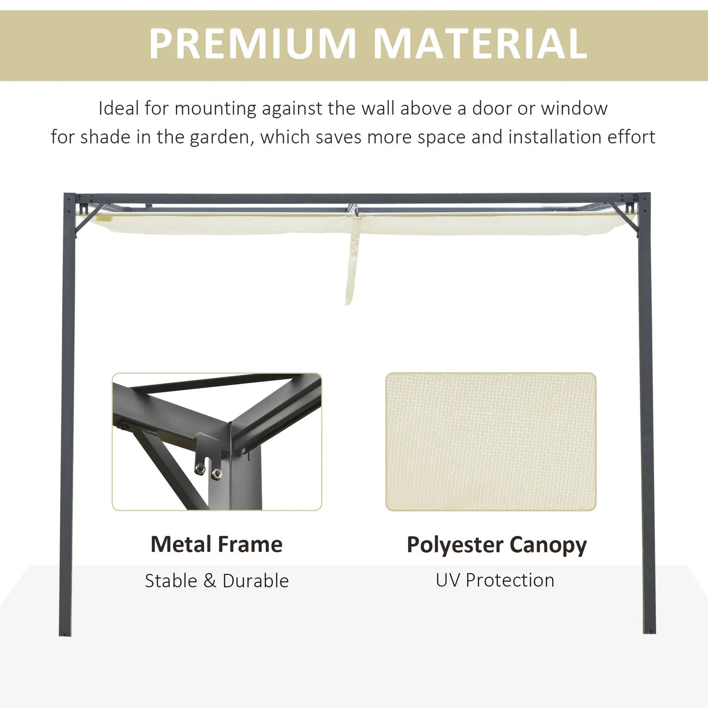 10'x10' Outdoor Pergola Gazebo, Retractable Canopy, Metal Frame, Cream White Pergolas at Gallery Canada