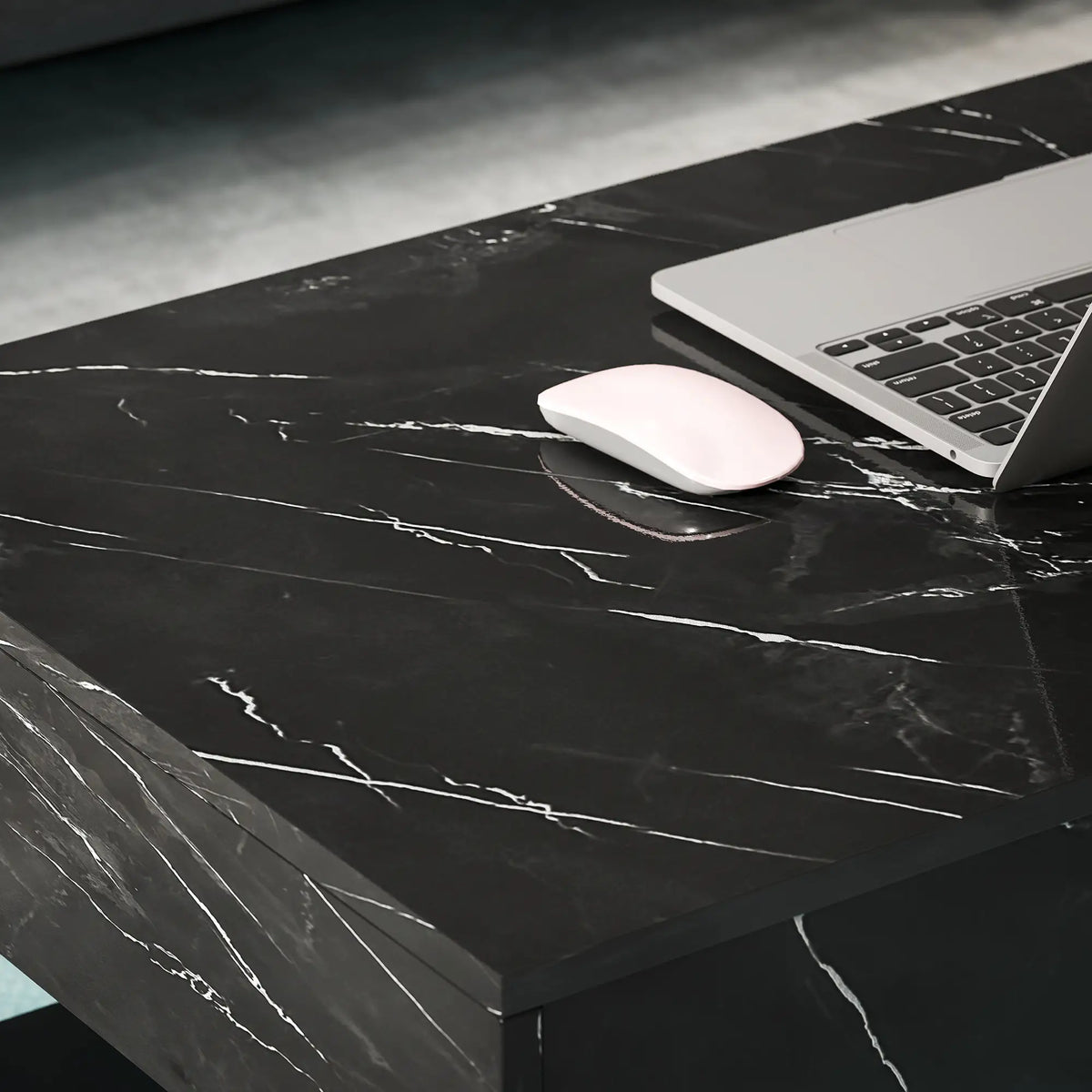 Adjustable LED Coffee Table, 2 Drawers, Open Shelf, Remote, High Gloss Black Coffee Tables at Gallery Canada