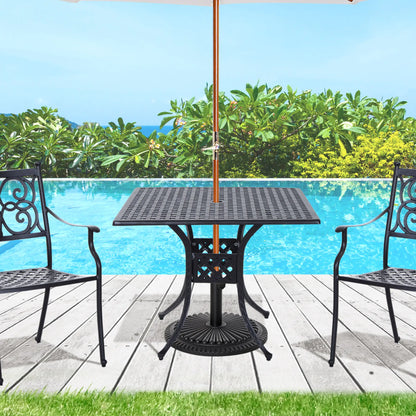"36" Patio Dining Table, Outdoor Bistro Table With Umbrella Hole, Black Patio Side Tables at Gallery Canada