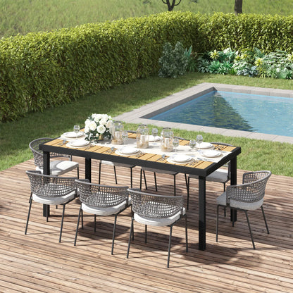 75" X 35" Outdoor Dining Table, Aluminum Frame, Faux Wood, Natural Patio Dinning Tables at Gallery Canada