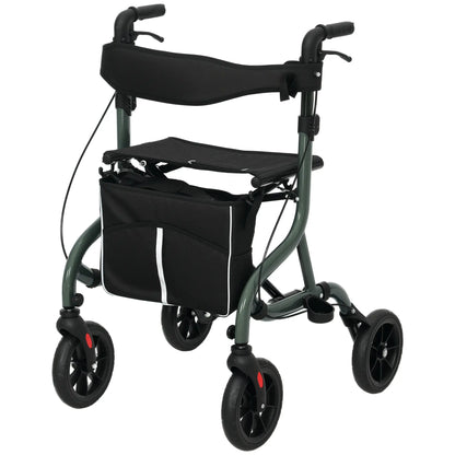 Foldable Rollator Walker With Seat, Adjustable Handles, Green Knee Walker & Wheelchair Ramps Green, Black at Gallery Canada