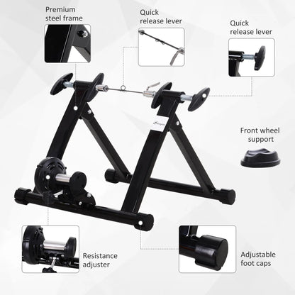 Foldable Indoor Bike Trainer, 26-28" & 700C Wheels, Black Bike Trainer Stands at Gallery Canada