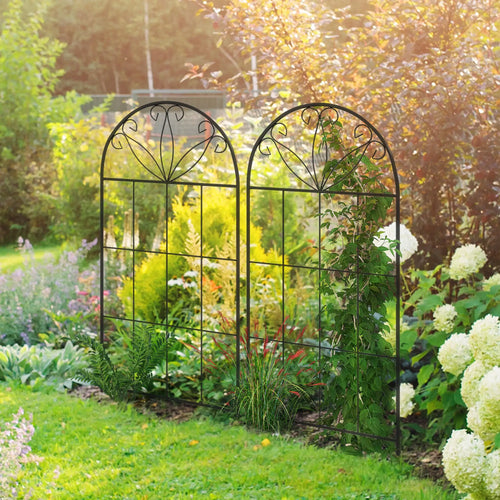 Metal Garden Trellis, Pack of 2, Arched Grid, 20