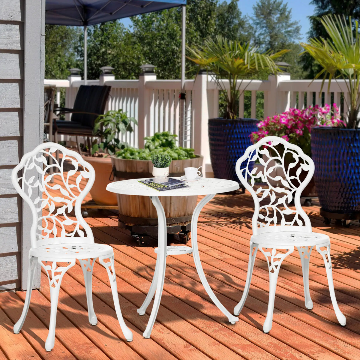 3-Piece Outdoor Furniture Set, Patio Table and Chairs, White Bistro Sets at Gallery Canada