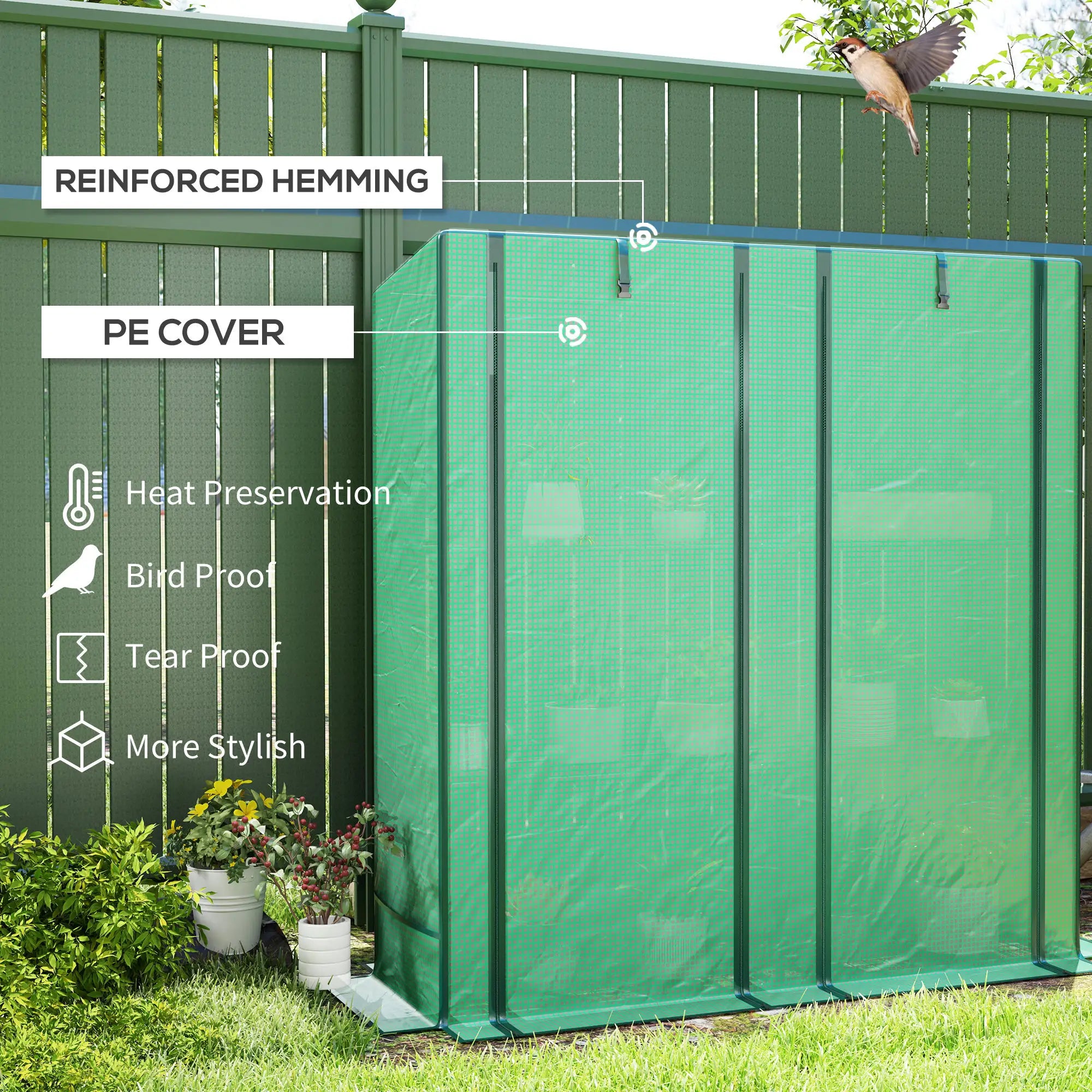 Lean-To Greenhouse, 3 Tier Shelves, 2 Roll-Up Doors, Indoor Outdoor, Green Greenhouses at Gallery Canada