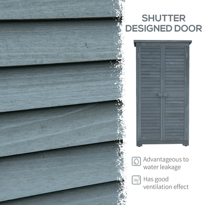 Outdoor Garden Shed, Wooden Tool Storage, 3-Tier Shelves, 34.3" x 18.3" x 63", Grey Sheds at Gallery Canada