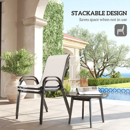 Set of 2 Outdoor Dining Chairs, Stackable, High Back, Light Grey Patio Chairs at Gallery Canada