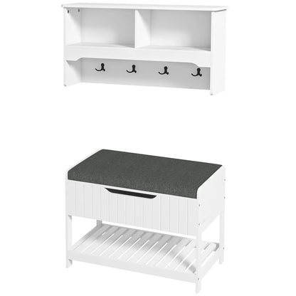 Wall Mounted Coat Rack, Shoe Storage Bench, Hall Tree, White Clothing Storage White at Gallery Canada